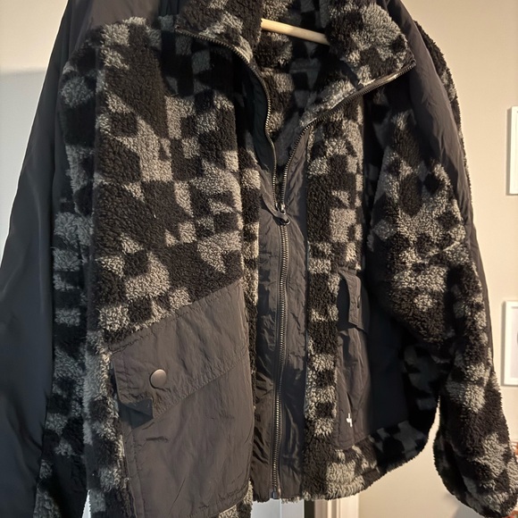 JoyLab Black and Gray Fleece Full Zip Fleece Teddy Sweatshirt - Picture 2 of 4